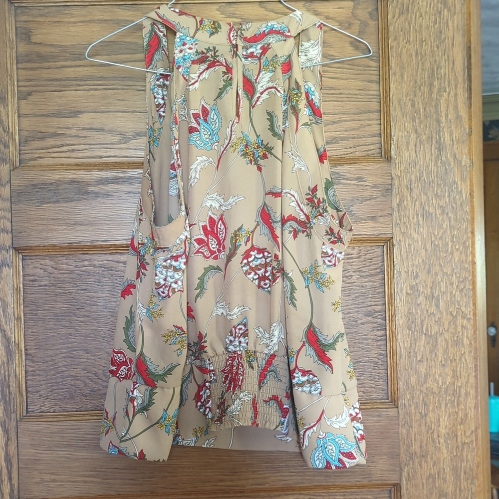 7th Avenue Design Studio Floral Abstract Print Wrap Tank Top Halter Neck Like L - Picture 5 of 7